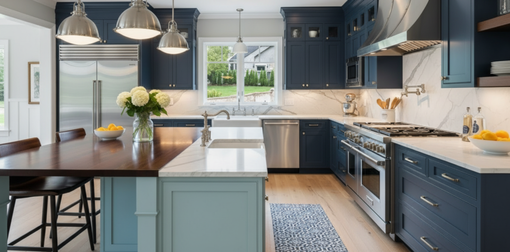 Philadelphia kitchen with clean counters and appliances after a deep cleaning